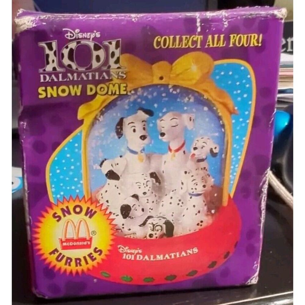 Disney McD's 101 Dalmatians Snow Furries Snow‎ Dome Globe 1996 New - Unwrapped